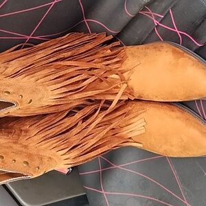 Shesole women's brown fringe cowboy boots size 41